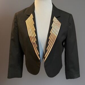 Vintage Black Bronze Cropped Blazer Jacket